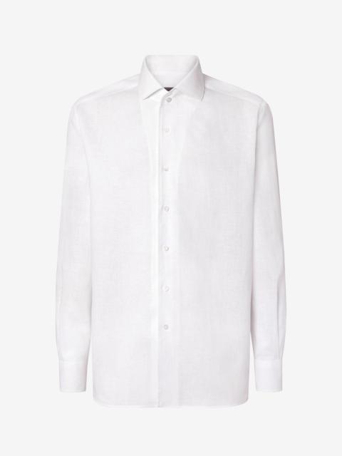 White pure chambray linen shirt