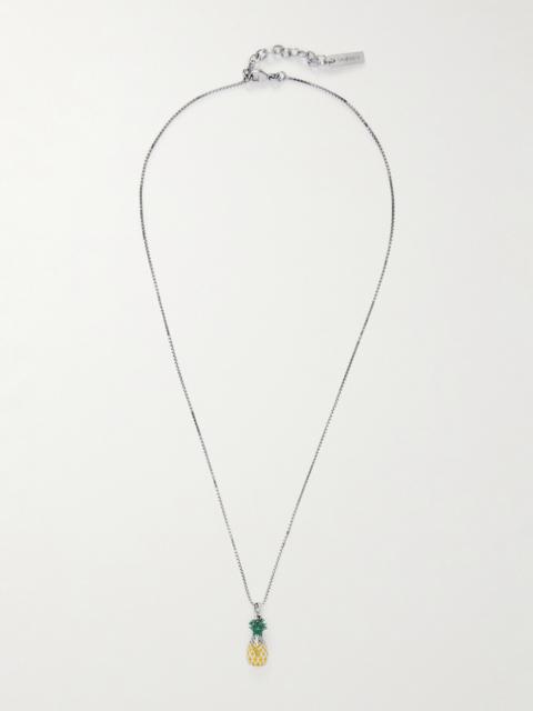Pineapple Silver-tone And Enamel Necklace