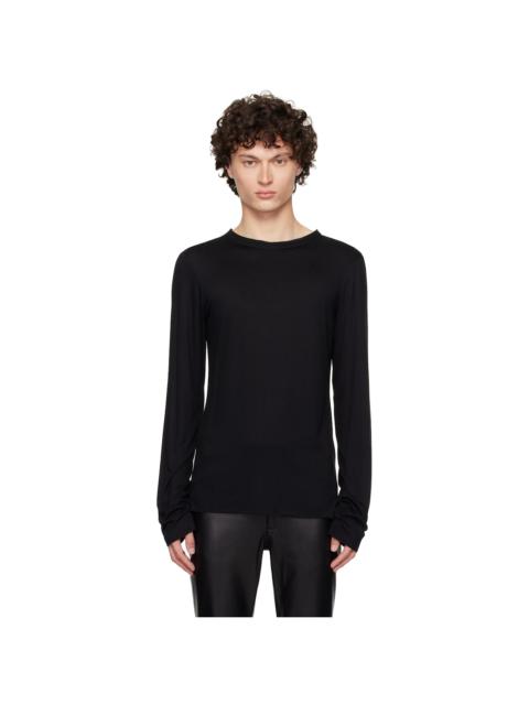 Black Satin Trim Long Sleeve T-shirt