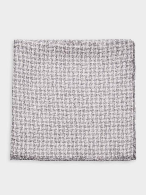 Men's Houndstooth Effect Silk Pocket Square