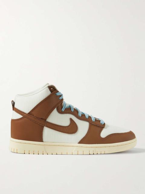 Dunk Retro Full-Grain Leather-Trimmed Canvas High-Top Sneakers