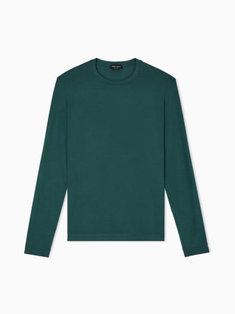 STRETCH VISCOSE JERSEY JUMPER WITH CREW NECK AND LONG SLEEVES