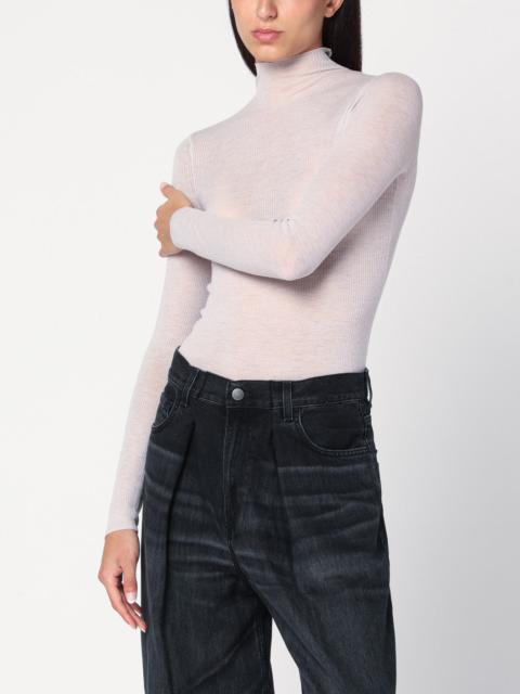 Ivory semi-sheer turtleneck