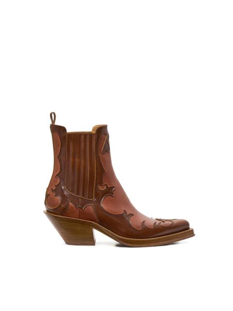 Cassidy Cowboy Ankle Boot in Cognac Leather