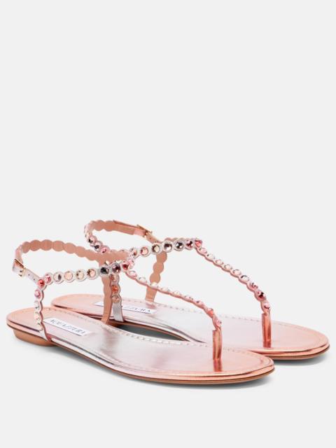 Tequila embellished leather thong sandals