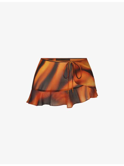 SKIMS x Cavalli Graphic-Print Stretch-Woven Mini Skirt