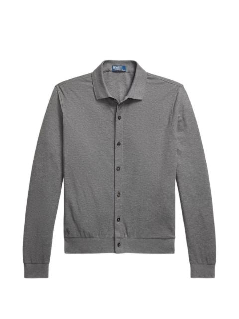 honeycomb texture collared pullover