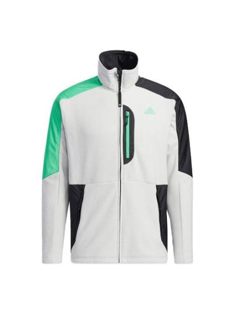 Men's adidas Snw Mid Fleece Logo Printing Contrasting Colors Sports Jacket White H13808