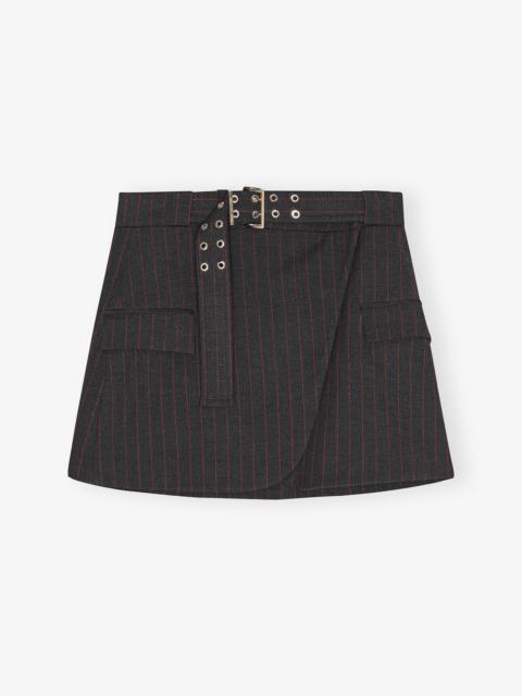 BLACK PINSTRIPE MINI SKIRT