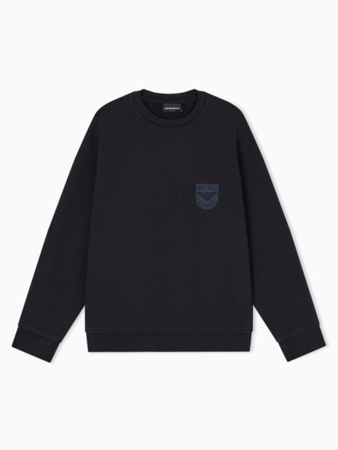 FRENCH TERRY JERSEY SWEATSHIRT WITH SHIELD EMBROIDERY