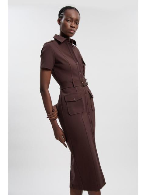Pocket Detail Ponte Jersey Short Sleeve Midi Dress