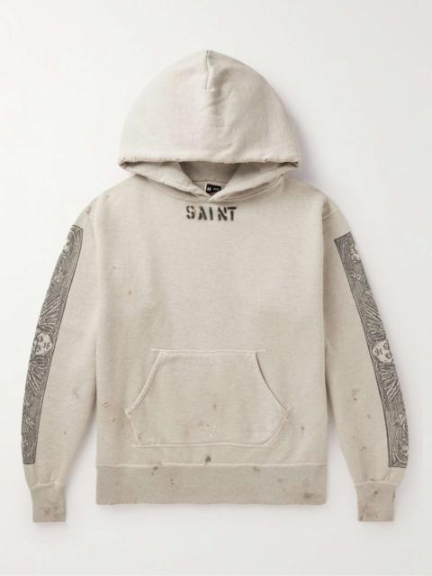 + Denim Tears Distressed Printed Cotton-Jersey Hoodie