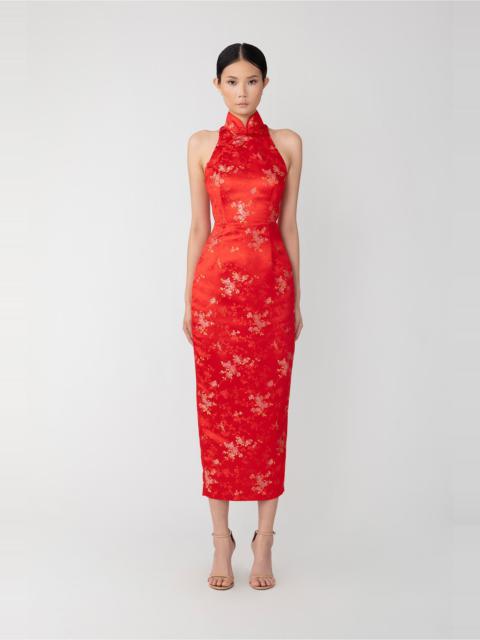 JILL CHINESE JACQUARD PENCIL DRESS