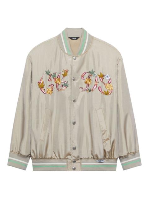 floral-embroidery bomber jacket
