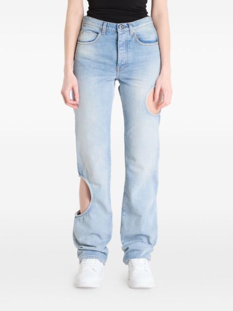 cut-out straight-leg jeans