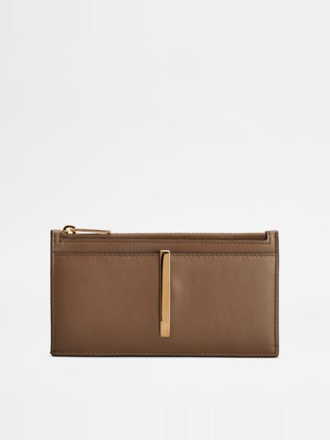 CARD HOLDER IN LEATHER - BROWN