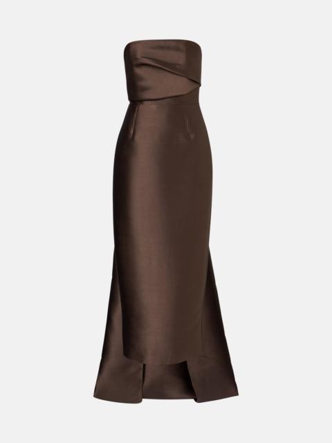 Kiki draped strapless satin cocktail dress