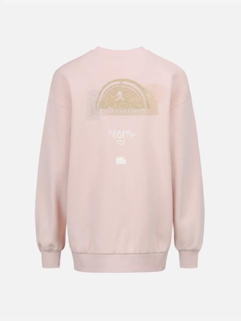 Kamon Glitter Print Oversize Sweatshirt