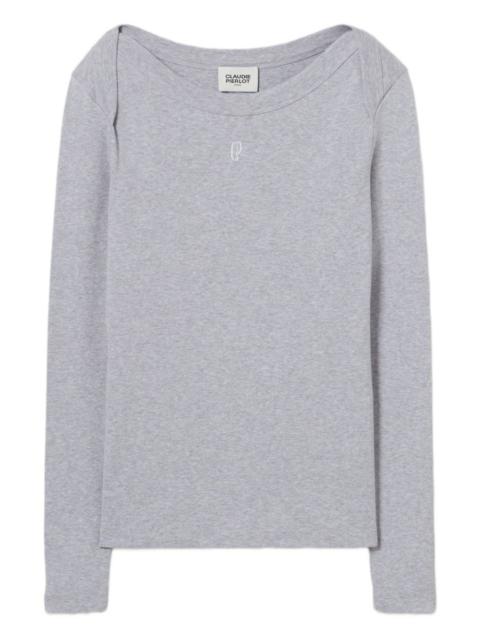 boat-neck long-sleeve T-shirt