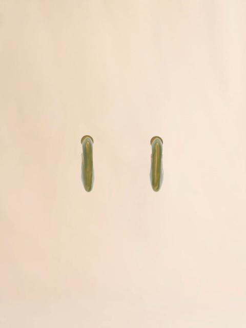 GREEN ENAMEL TRAPEZE HOOP EARRINGS