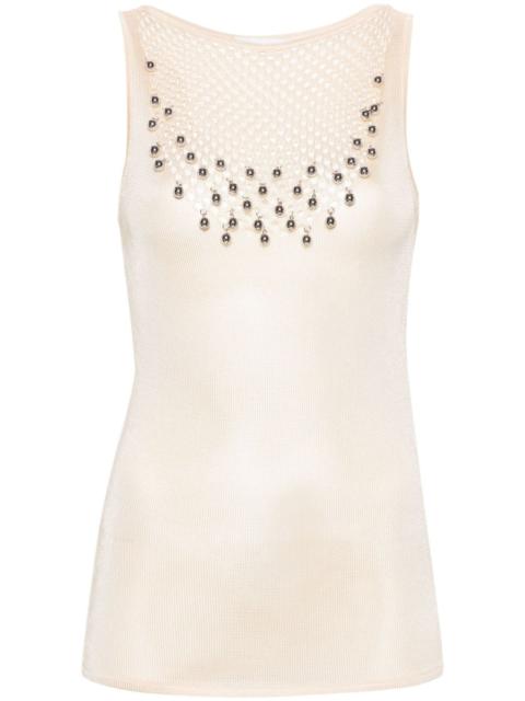 bead-embellished knitted top