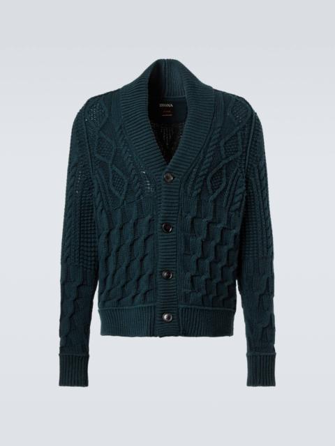 Cable-knit cashmere cardigan