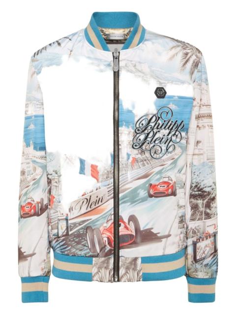 Monaco Cote d'Azur satin bomber jacket