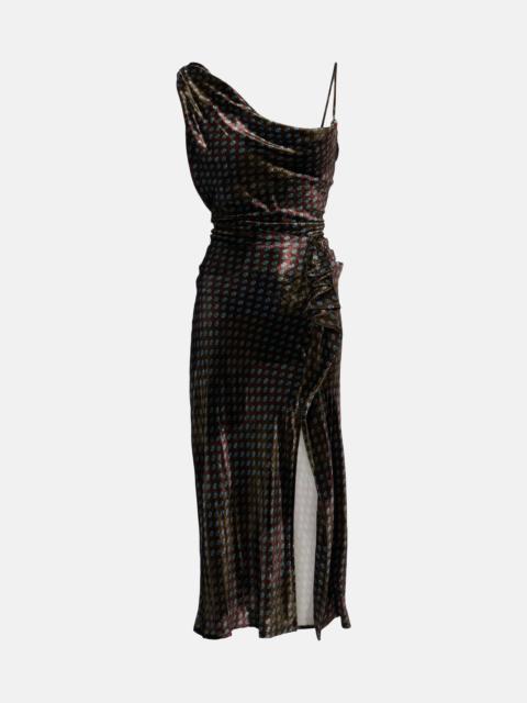 Asymmetric printed gown