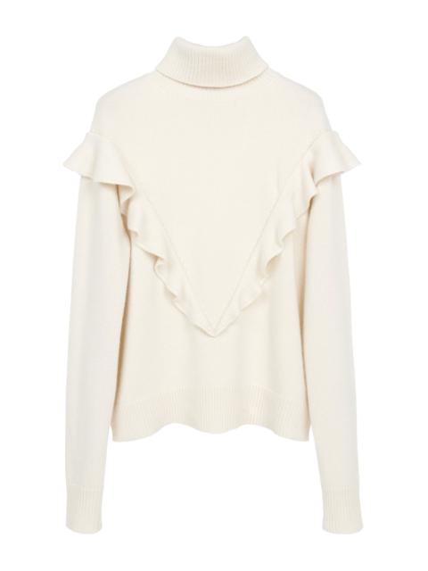 RUFFLED HIGH-NECK SWEATER