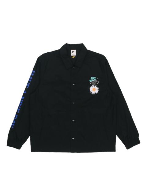 Men's Nike SS22 Retro Embroidered Daisy Long Sleeves Jacket Autumn Black DM5056-010