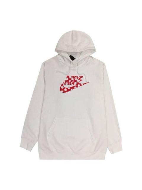 (WMNS) Nike Big Swoosh Dot Logo Pullover Hoodie 'White' CU4528-100