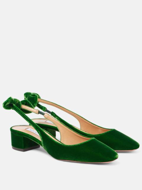 Very Bow Tie 35 velvet slingback pumps