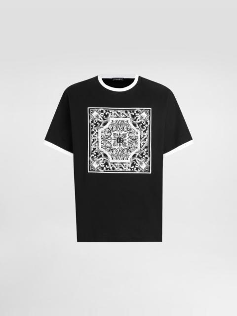 cotton t-shirt with print and embroidery