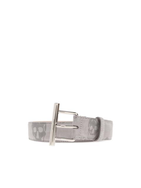 skull-print leather belt