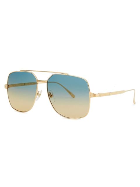 Cartier Santos De Cartier Gold-tone Aviator-style Sunglasses