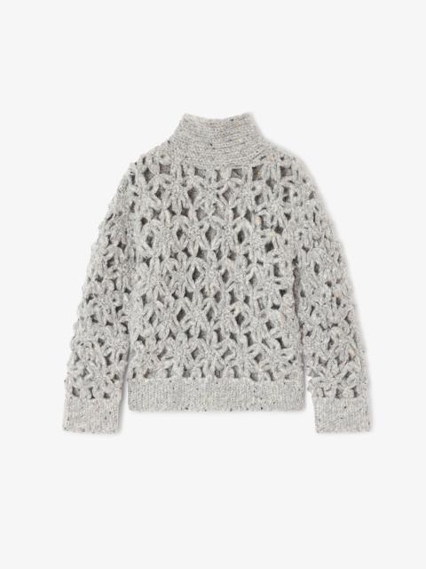 GREY FLOWER CROCHET SWEATER