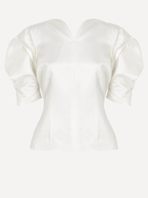 Janet Ecru Puff-Sleeve Top