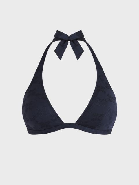Women Halter Bikini Top Jacquard Monogram