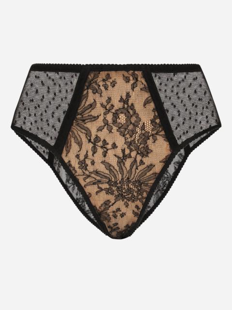 High-waisted plumetis lace panties