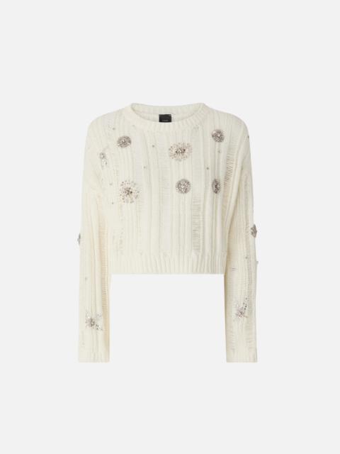 OPENWORK SWEATER WITH JEWEL DETAILS