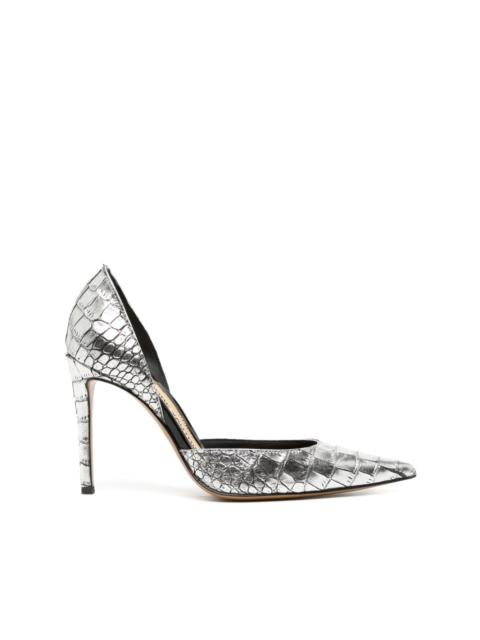 90mm crocodile-effect leather pumps