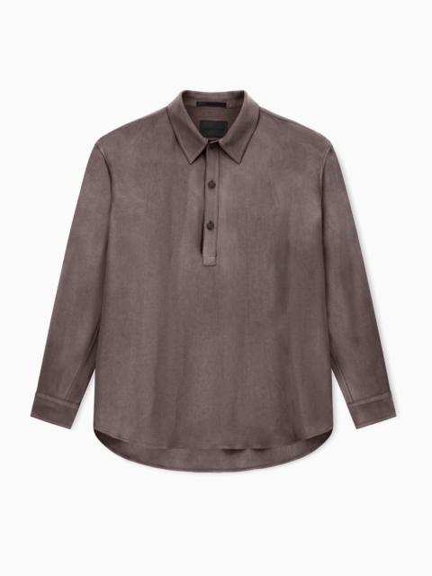 FADED VISCOSE TWILL POLO COLLAR SHIRT