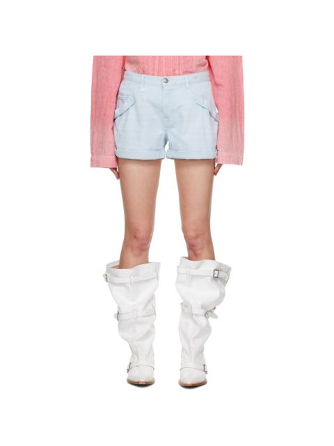 Blue Pouch Pocket Denim Shorts