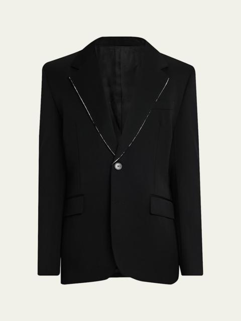 Men's Fitted Wool Raw-Edge Two-Button Blazer
