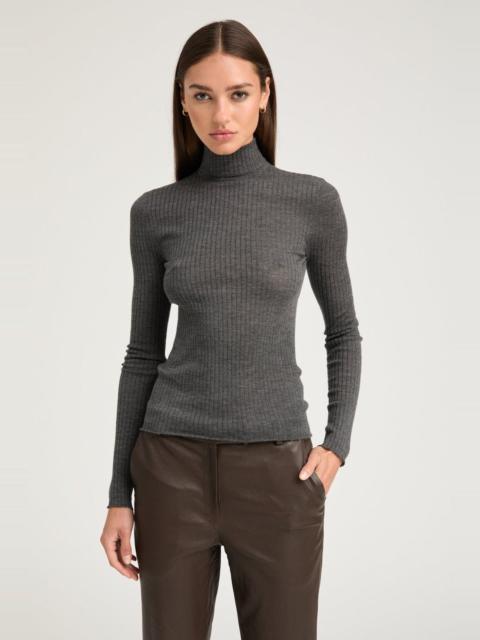 CHARCOAL CASHMERE MOCK NECK
