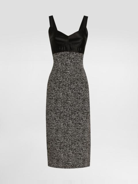 Heavy crêpe dress with damier print