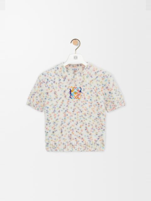 Short sleeve sweater in wool and alpaca blend