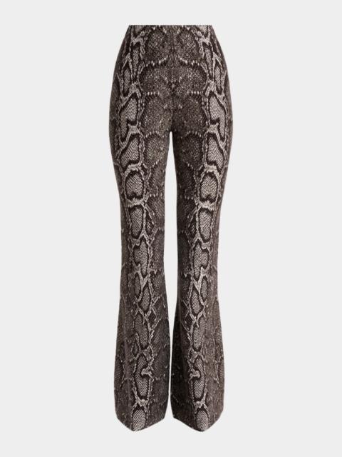 Ezra Snake-Print Bootcut Ankle Jeans