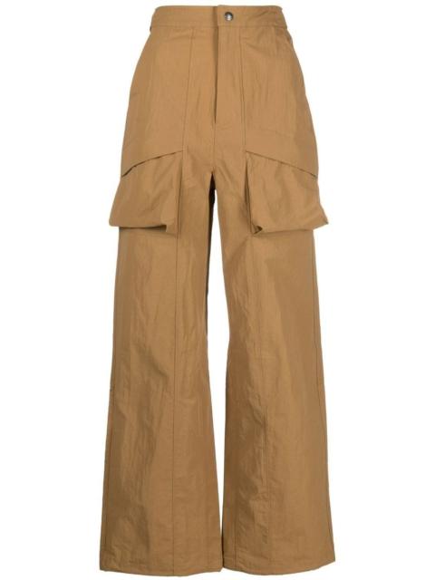 pouch-pocket wide-leg trousers
