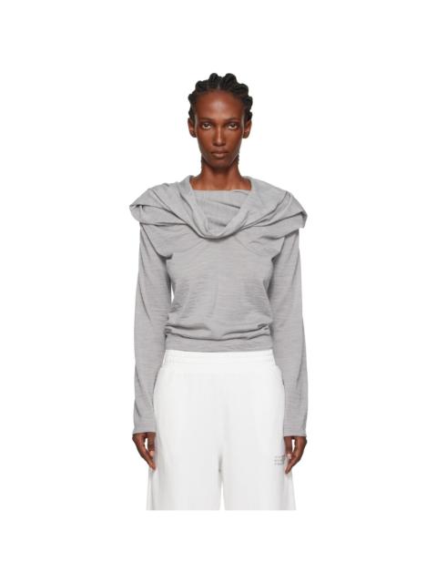 Gray Wool Jersey Long-Sleeved Top